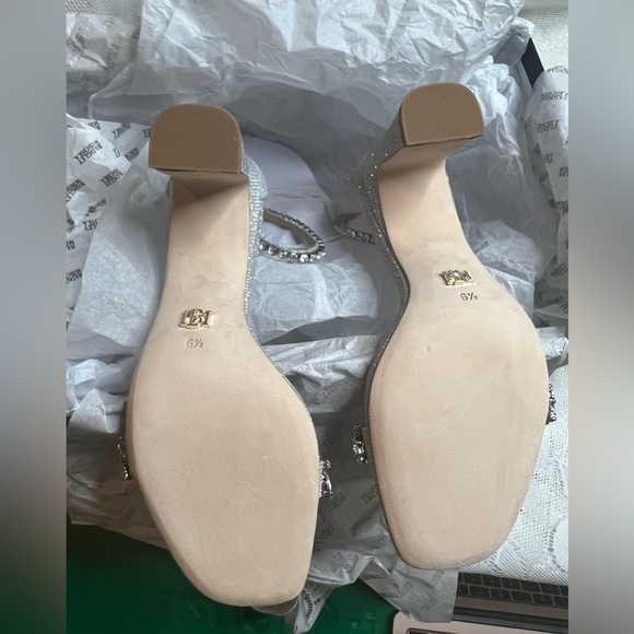 Badgley Mischka Harriet Open Toe Block Heel in Silver - Picture 5 of 14